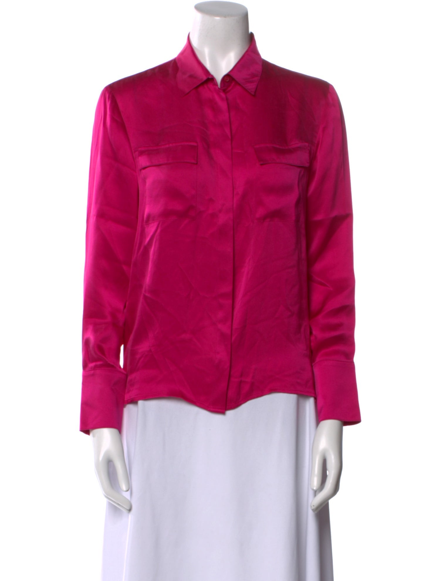 Maje Silk Long Sleeve Button-Up Top