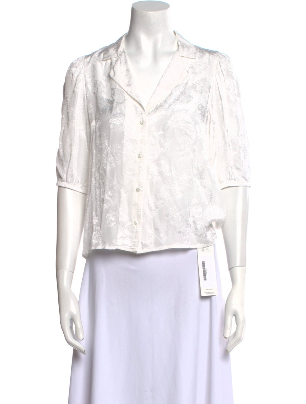 Maje Button-Up Top Neutrals Three-Quarter Sleeve … - image 1