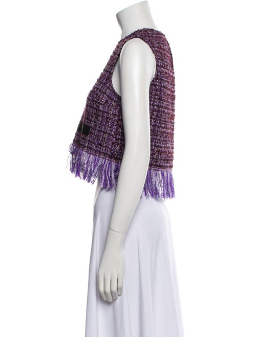 Maje Tweed Pattern Crew Neck Crop Top