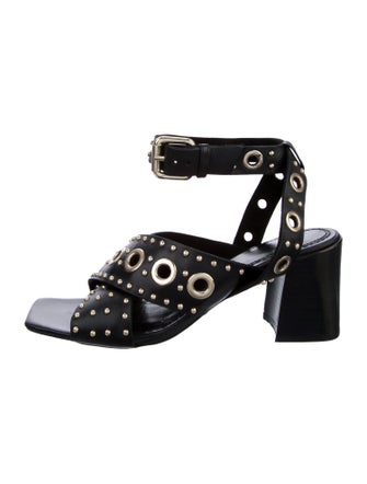 Maje Leather Studded Accents Sandals