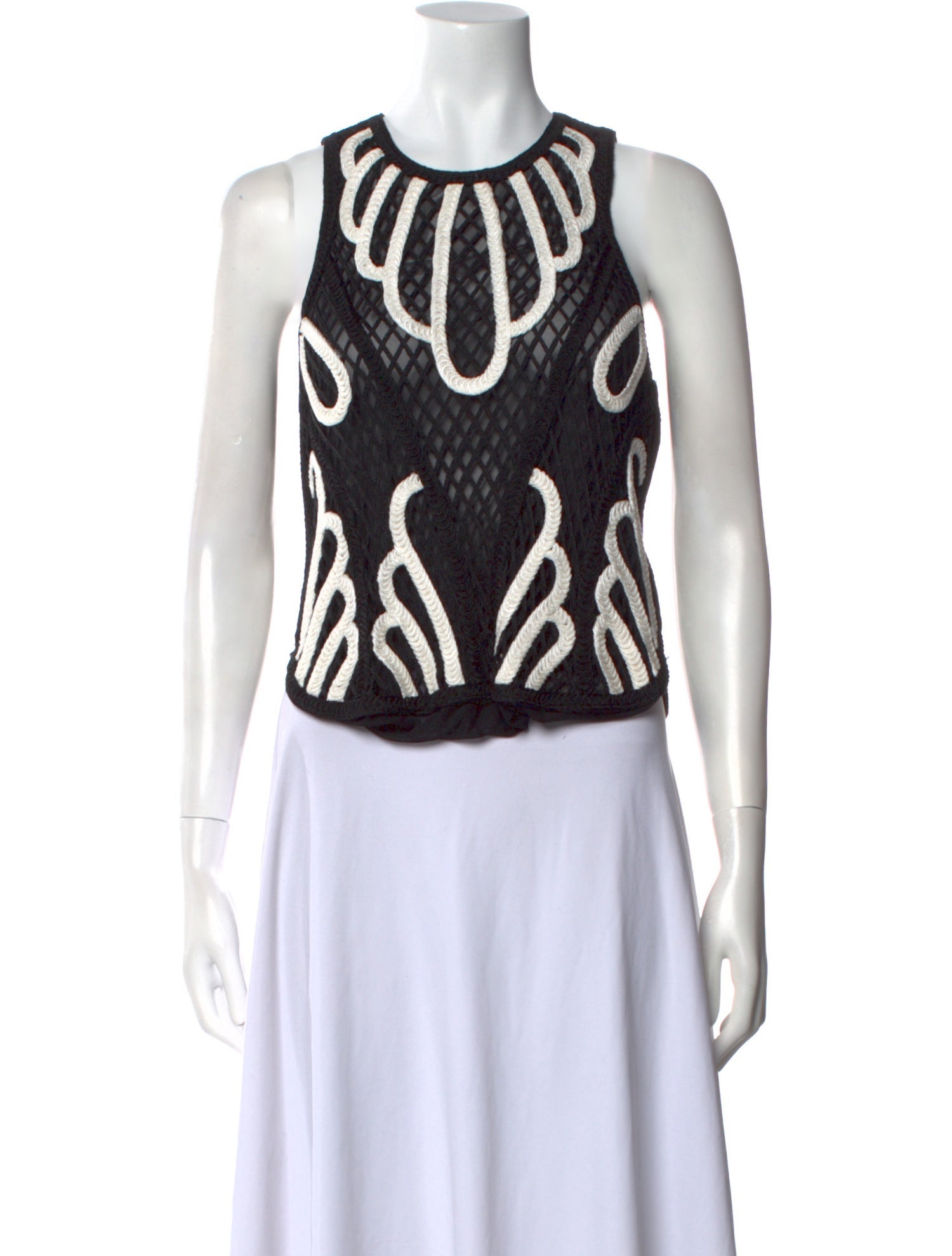 Maje Printed Crew Neck Crop Top