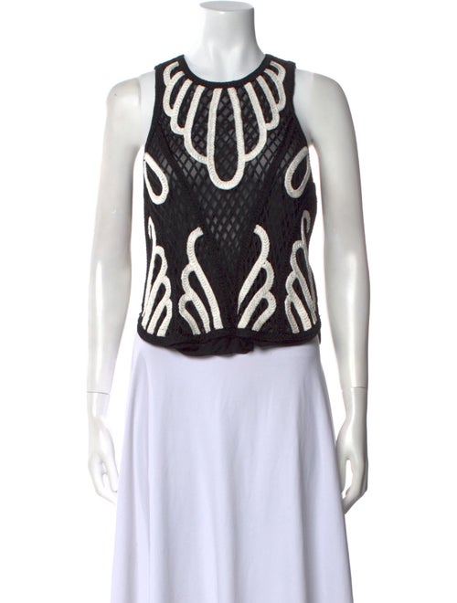 Maje Printed Crew Neck Crop Top