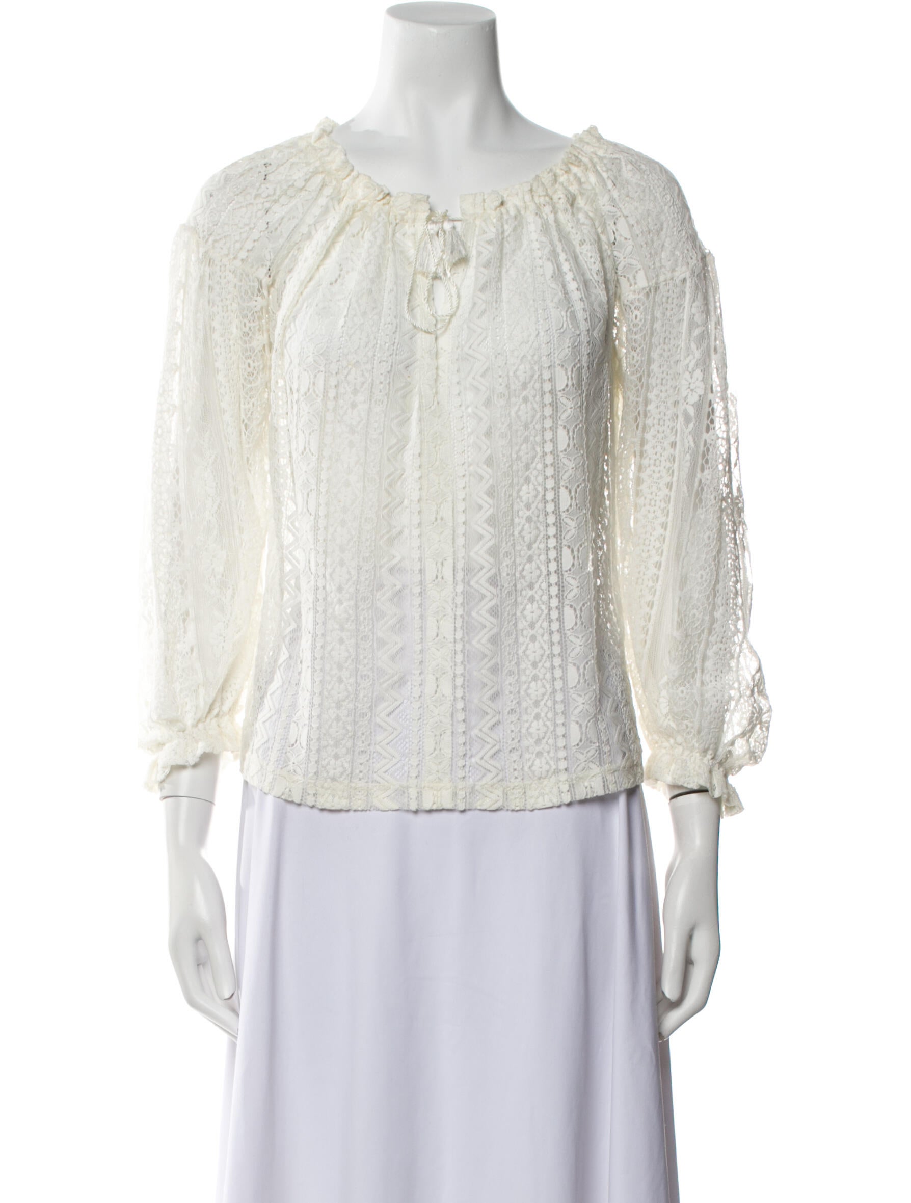 Maje Lace Pattern Tie Neck Blouse