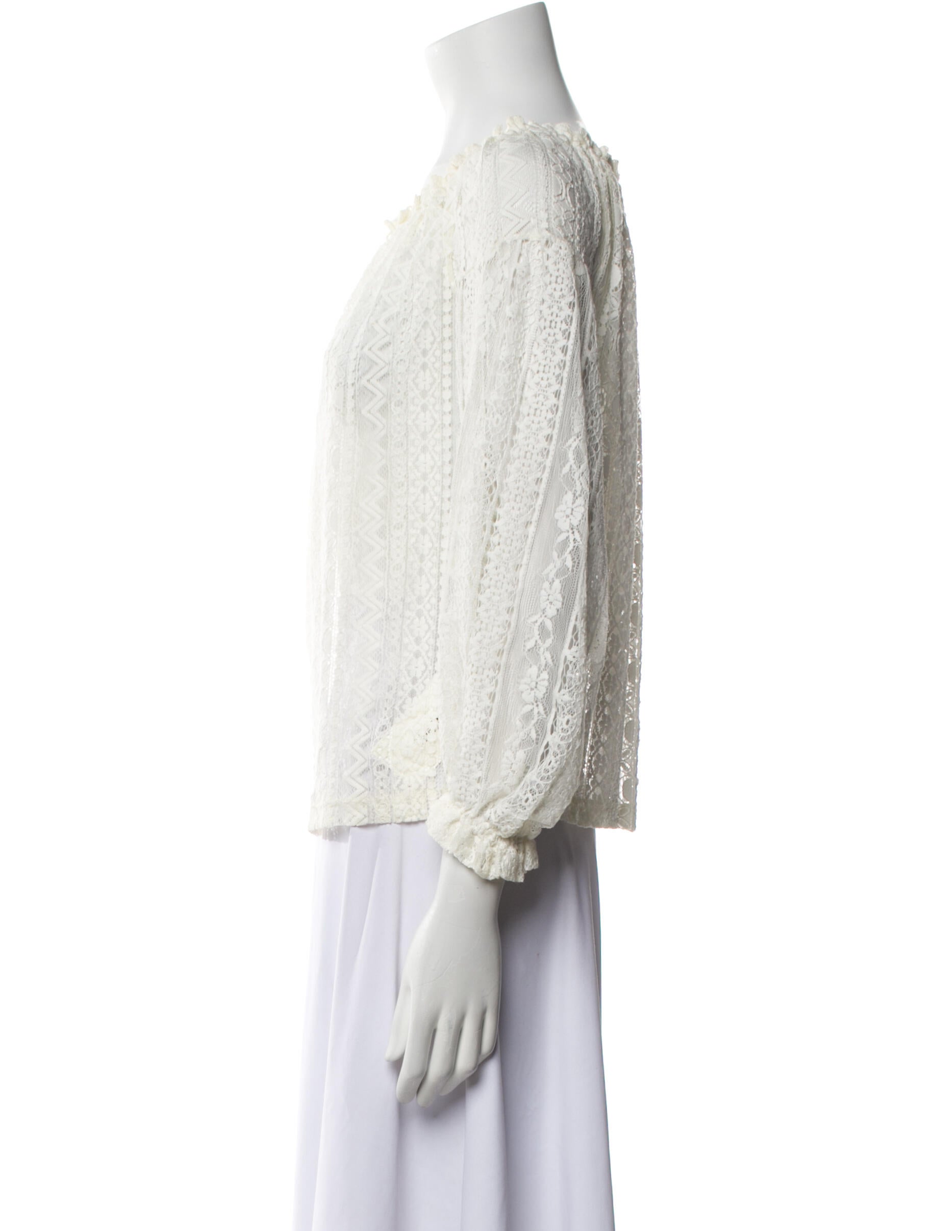 Maje Lace Pattern Tie Neck Blouse