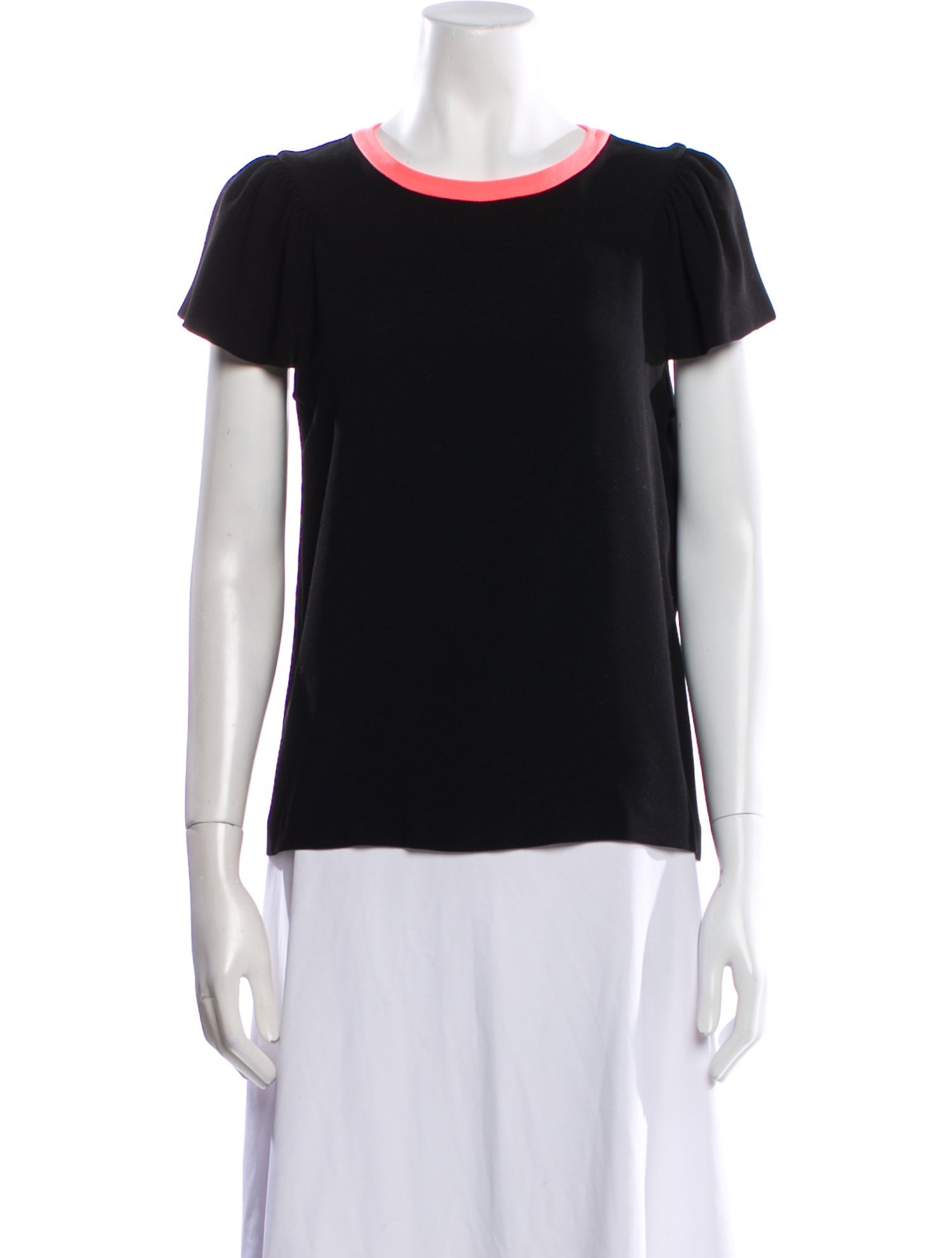 Maje Colorblock Pattern Bateau Neckline T-Shirt