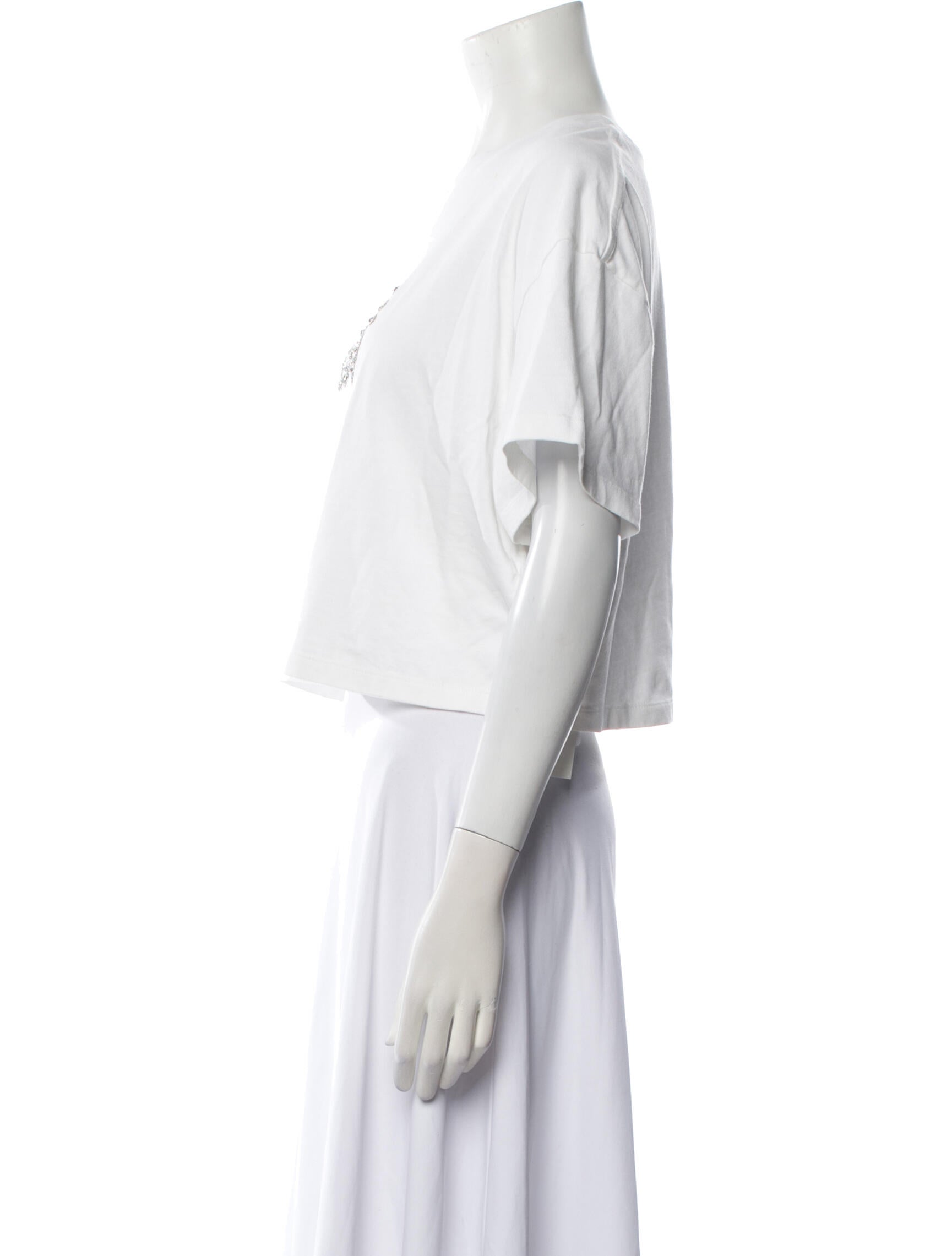 Maje Graphic Print Crew Neck Crop Top