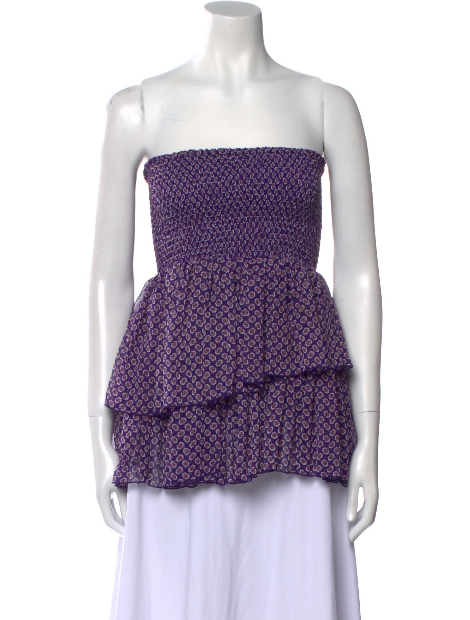 Maje Printed Strapless Top