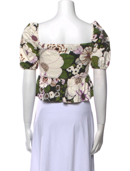 Maje Floral Print Square Neckline Crop Top