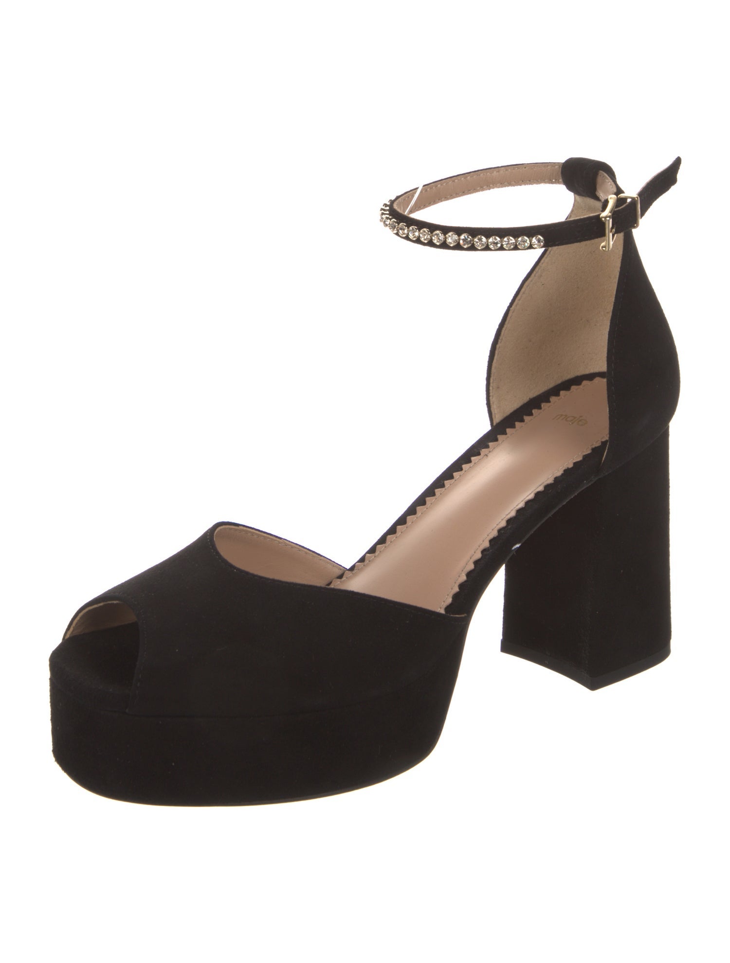 Maje Suede Crystal Embellishments Sandals