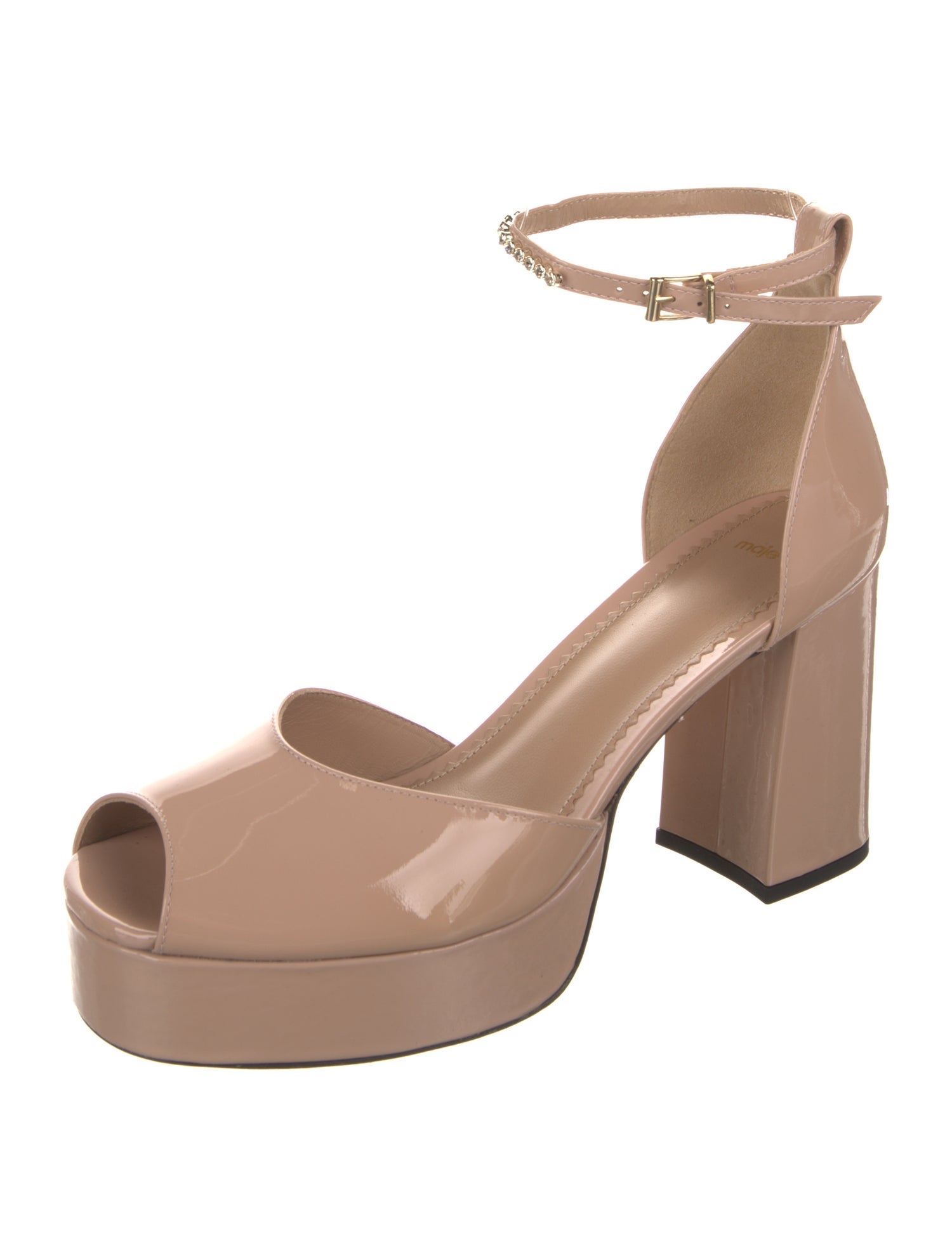 Maje Patent Leather Crystal Embellishments Sandals