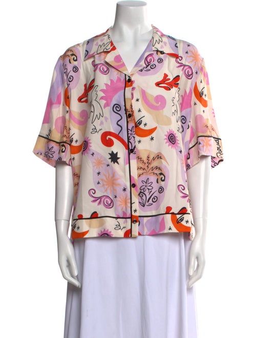 Maje Silk Printed Button-Up Top