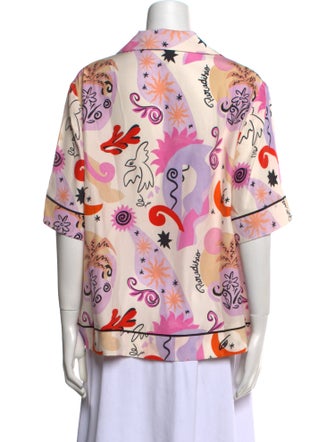 Maje Silk Printed Button-Up Top