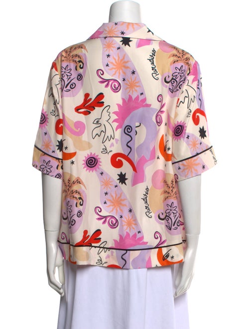 Maje Silk Printed Button-Up Top