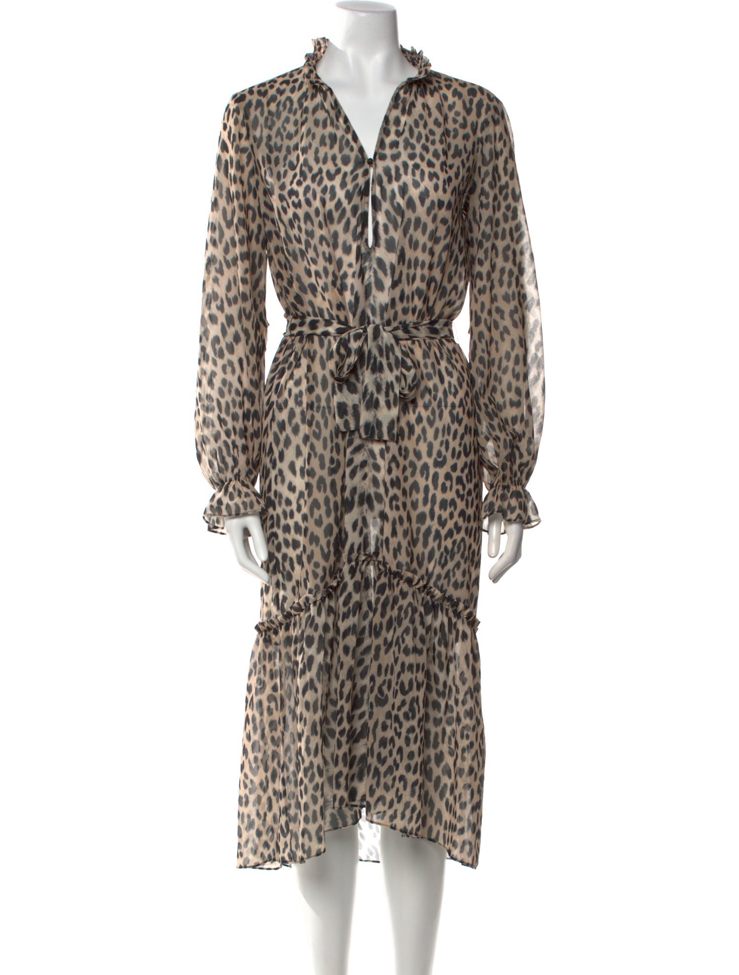 Maje Animal Print Midi Length Dress