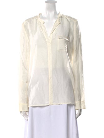 Maje V-Neck Long Sleeve Button-Up Top