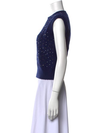 Maje Polka Dot Print Crew Neck Crop Top