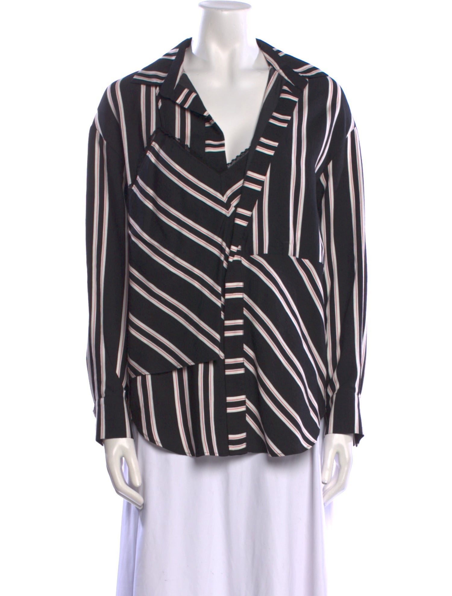 Maje Printed V-Neck Button-Up Top