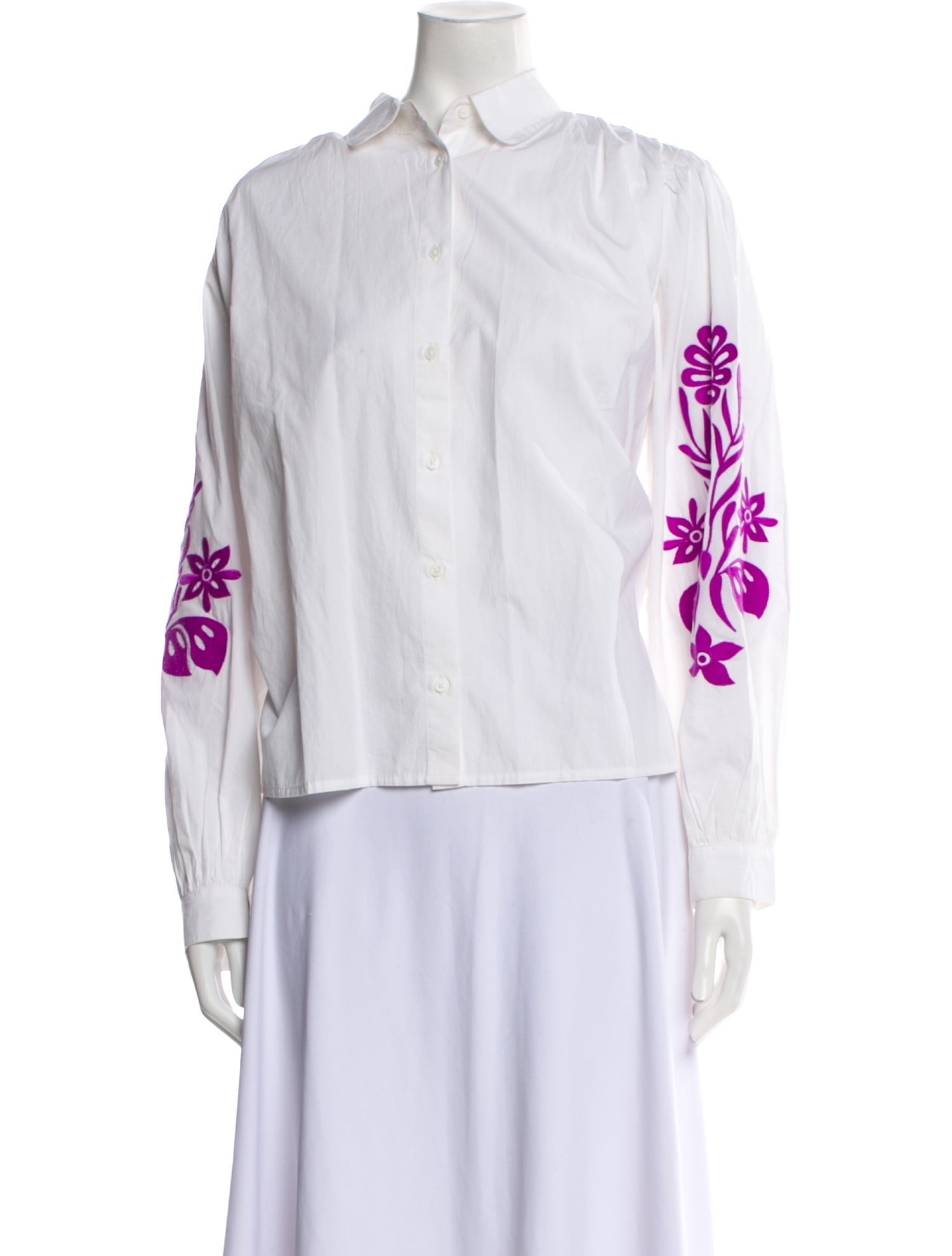 Maje Graphic Print Long Sleeve Button-Up Top