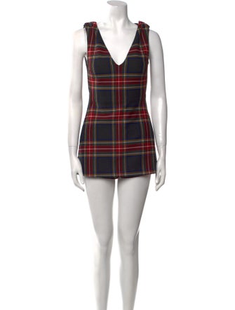 Maje Plaid Print Mini Dress