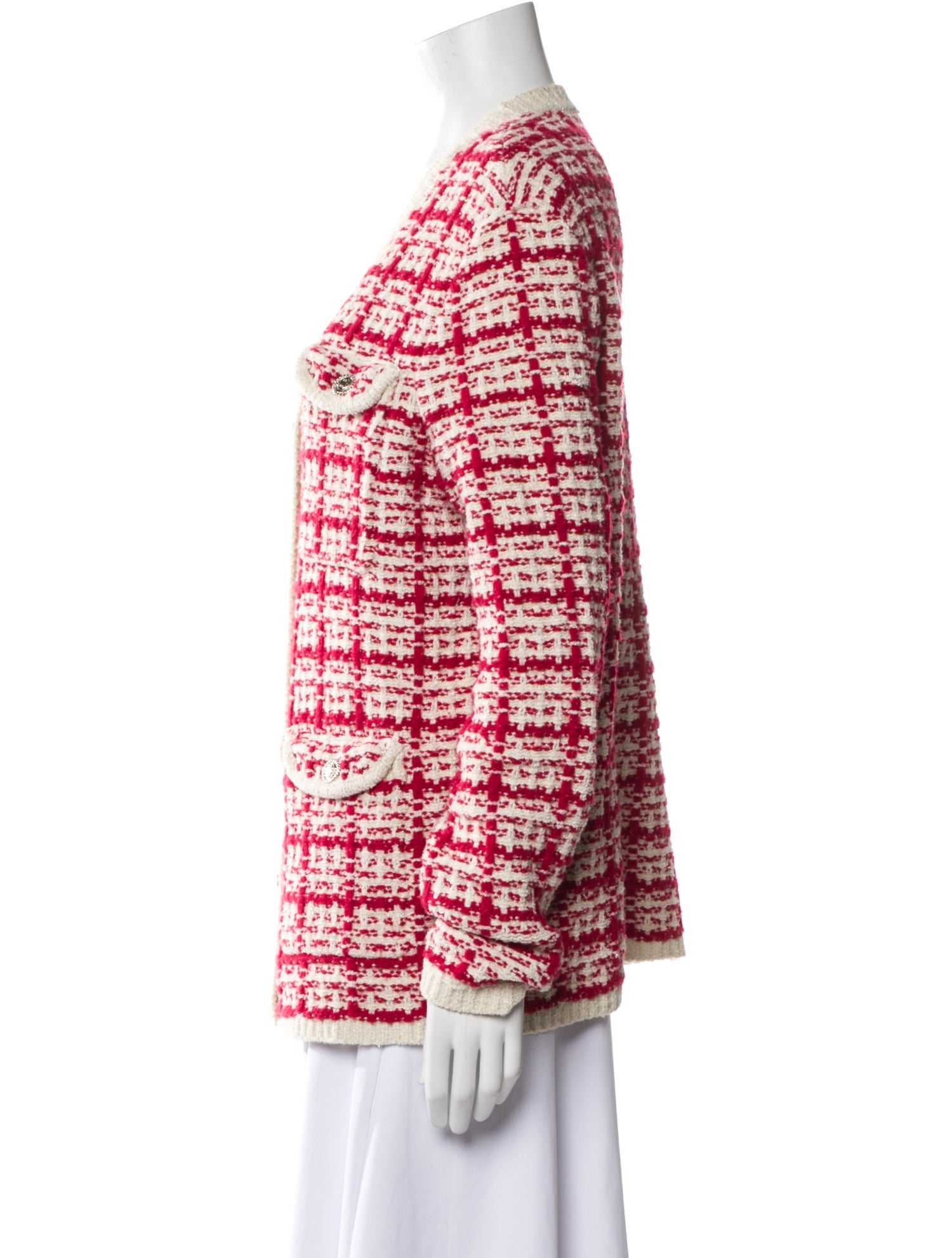 Maje Tweed Pattern V-Neck Sweater