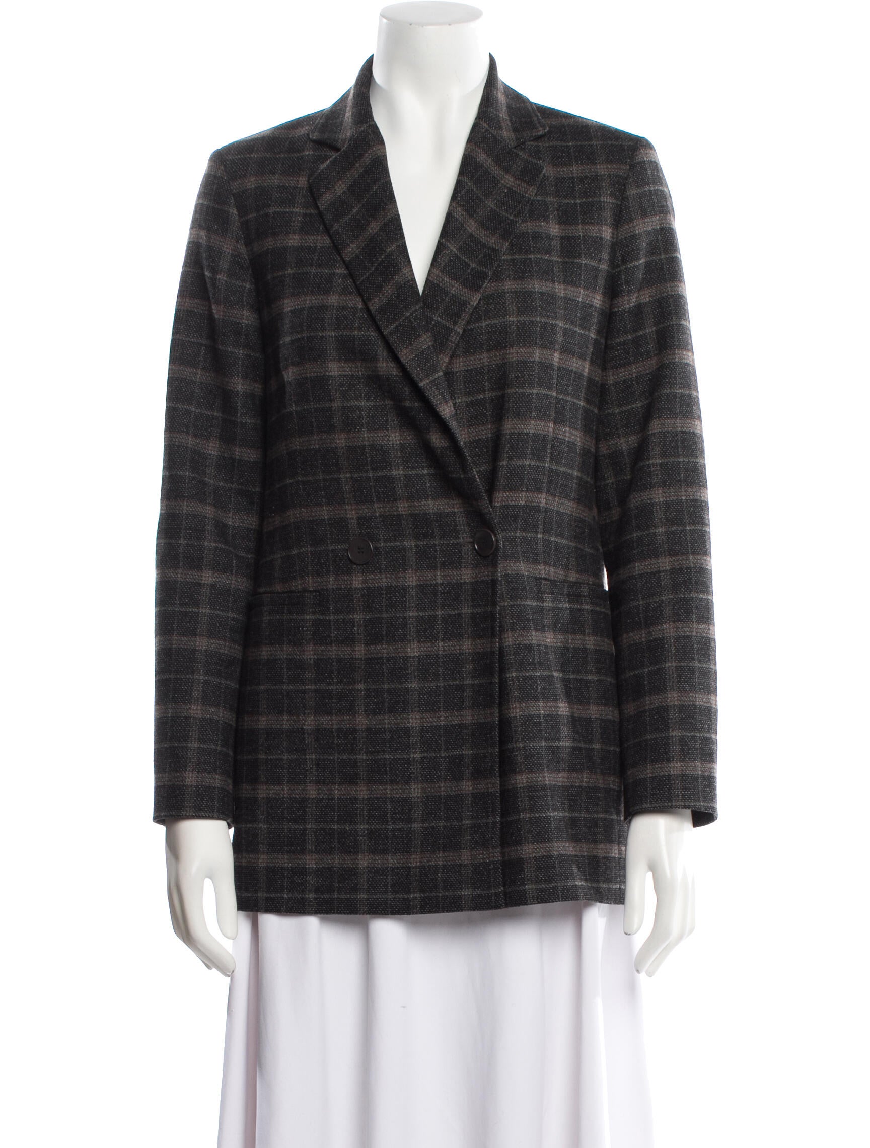 Maje Plaid Print Blazer