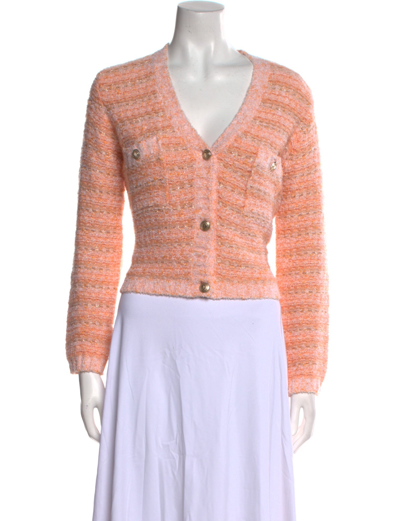 Maje Tweed Pattern V-Neck Sweater