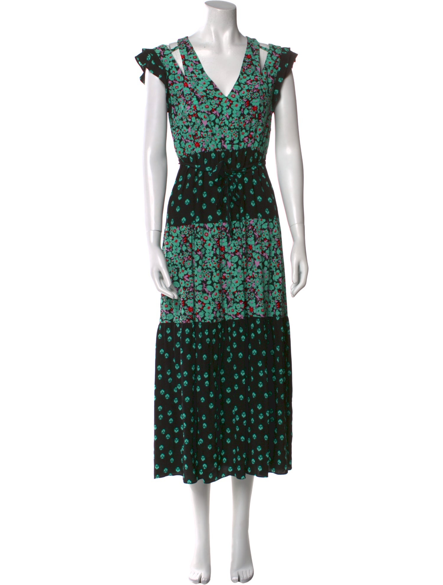 Maje Floral Print Midi Length Dress