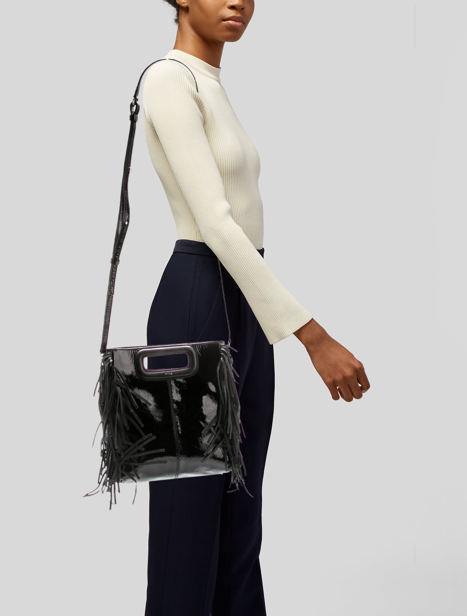Maje Patent Leather Crossbody Bag