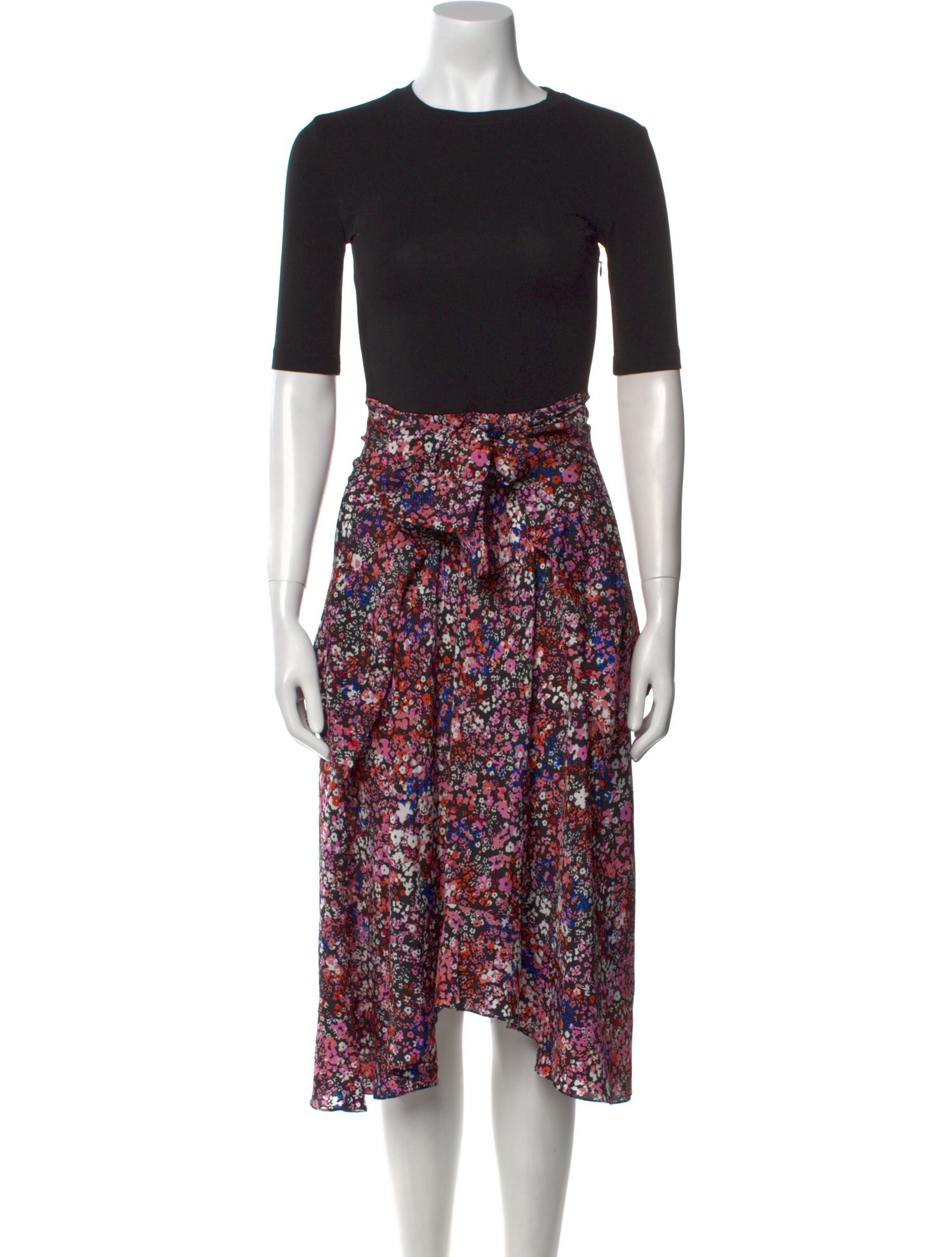 Maje Floral Print Midi Length Dress