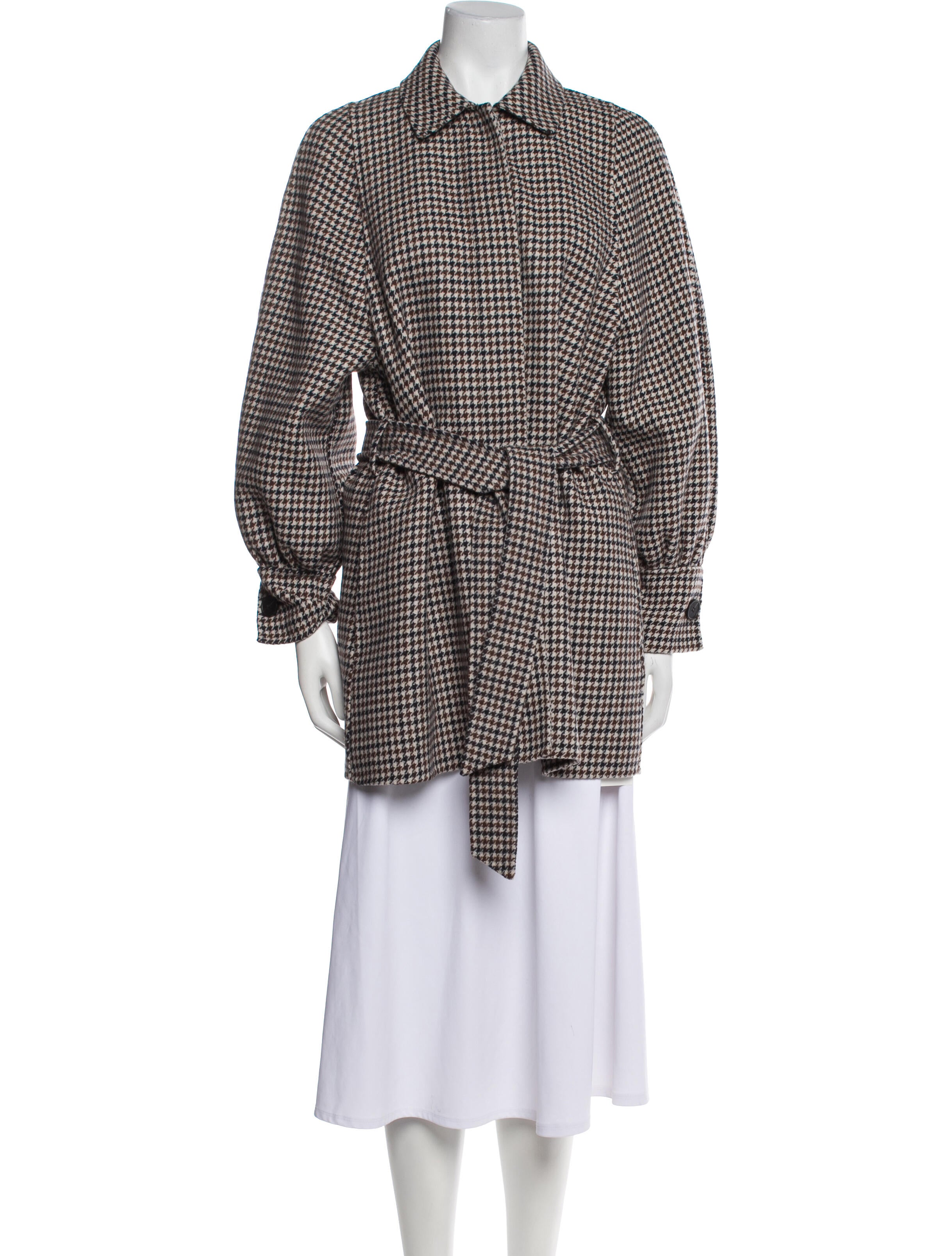 Maje Wool Houndstooth Print Coat
