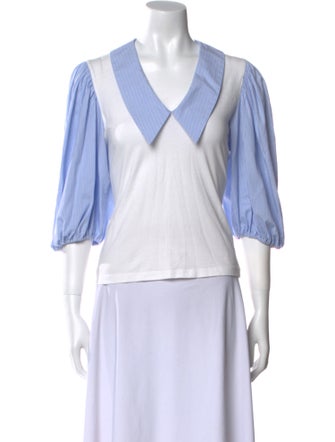 Maje Striped V-Neck Crop Top