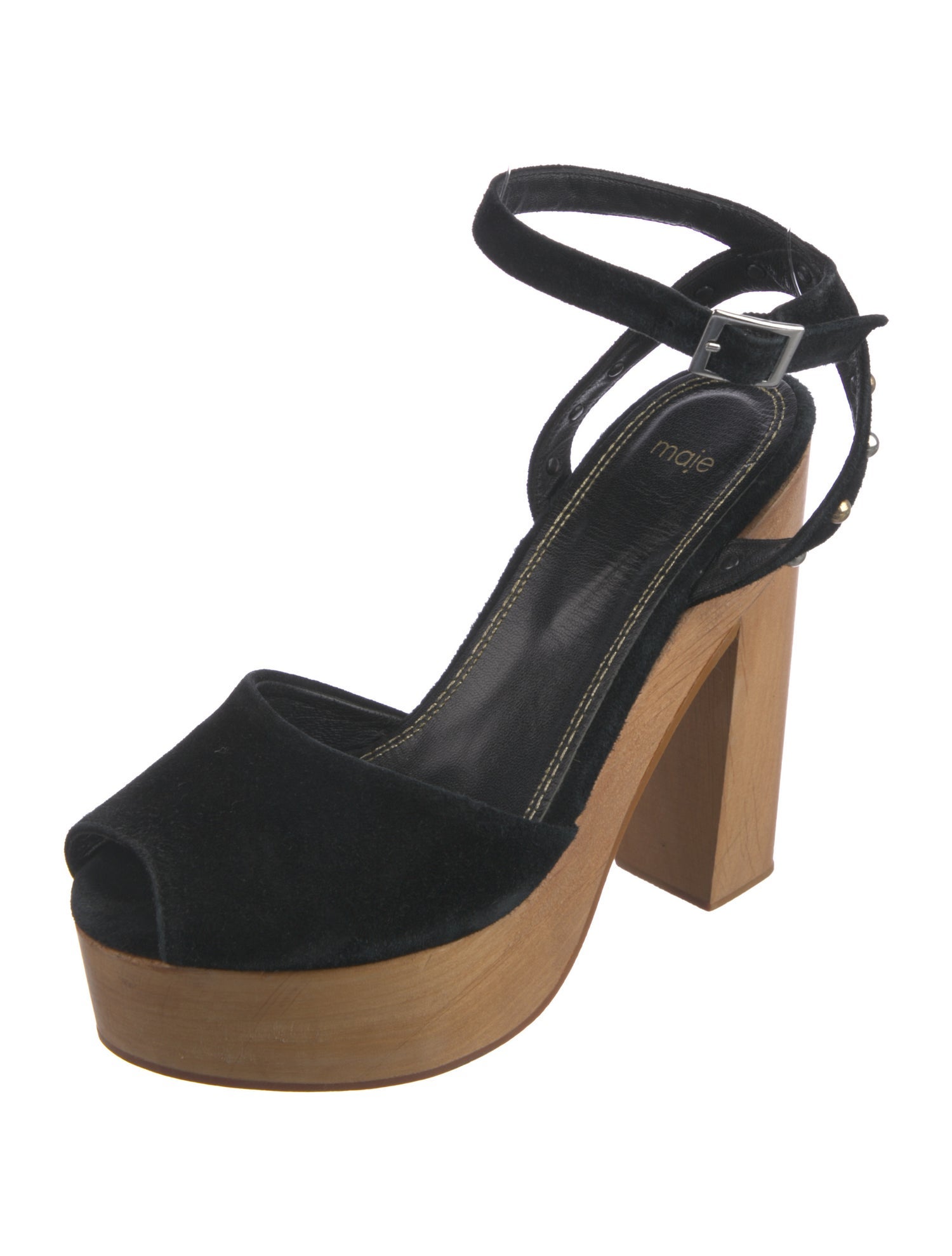 Maje Suede Studded Accents Pumps