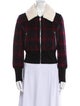 Maje Wool Plaid Print Biker Jacket