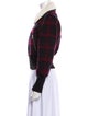 Maje Wool Plaid Print Biker Jacket