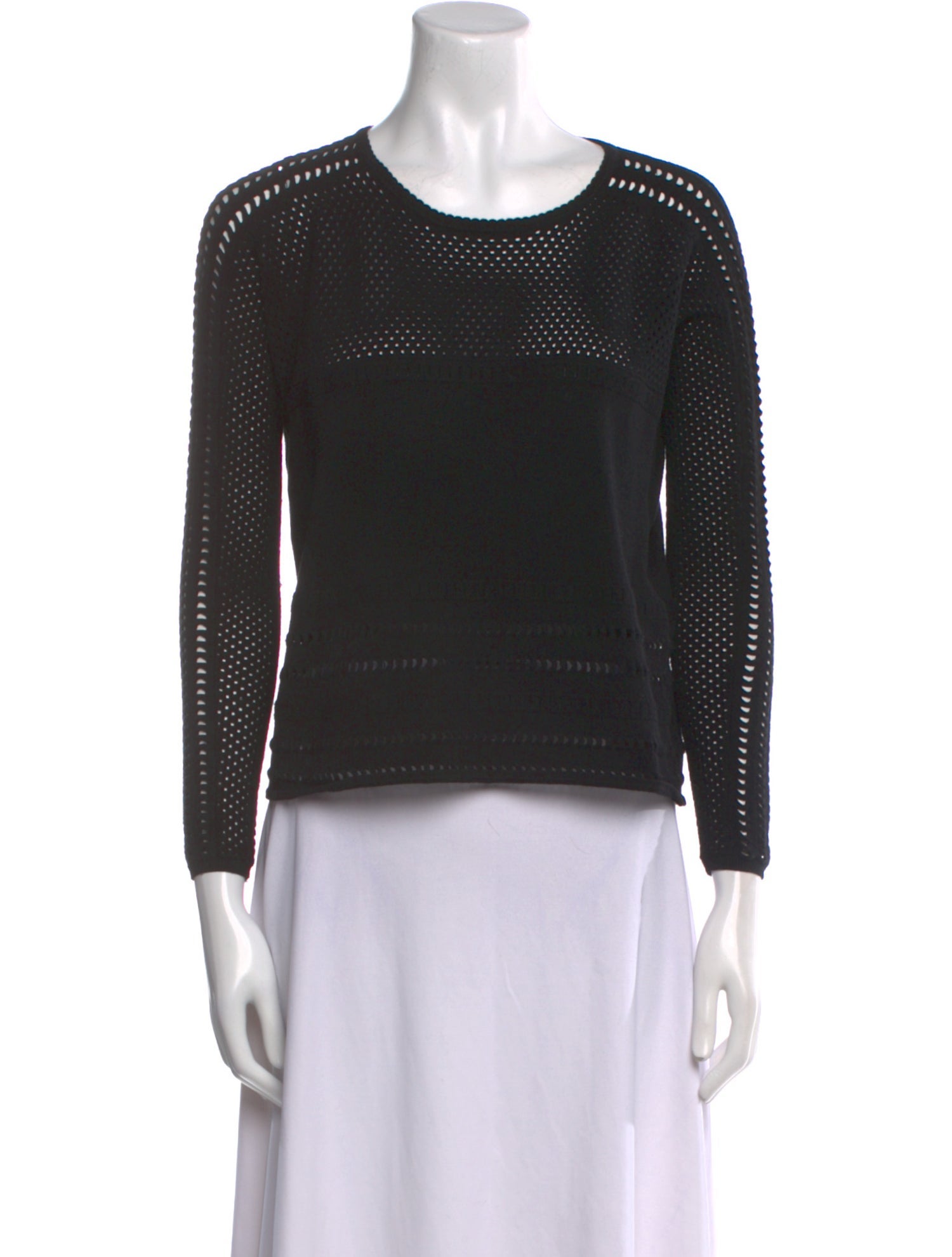 Maje Crew Neck Long Sleeve Crop Top