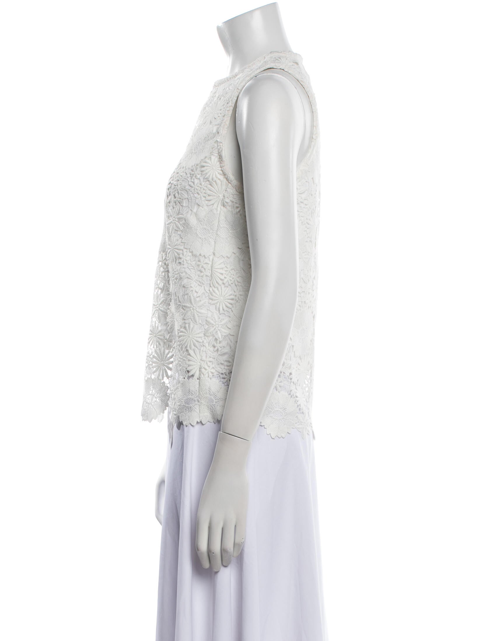 Maje Lace Pattern Crew Neck Crop Top