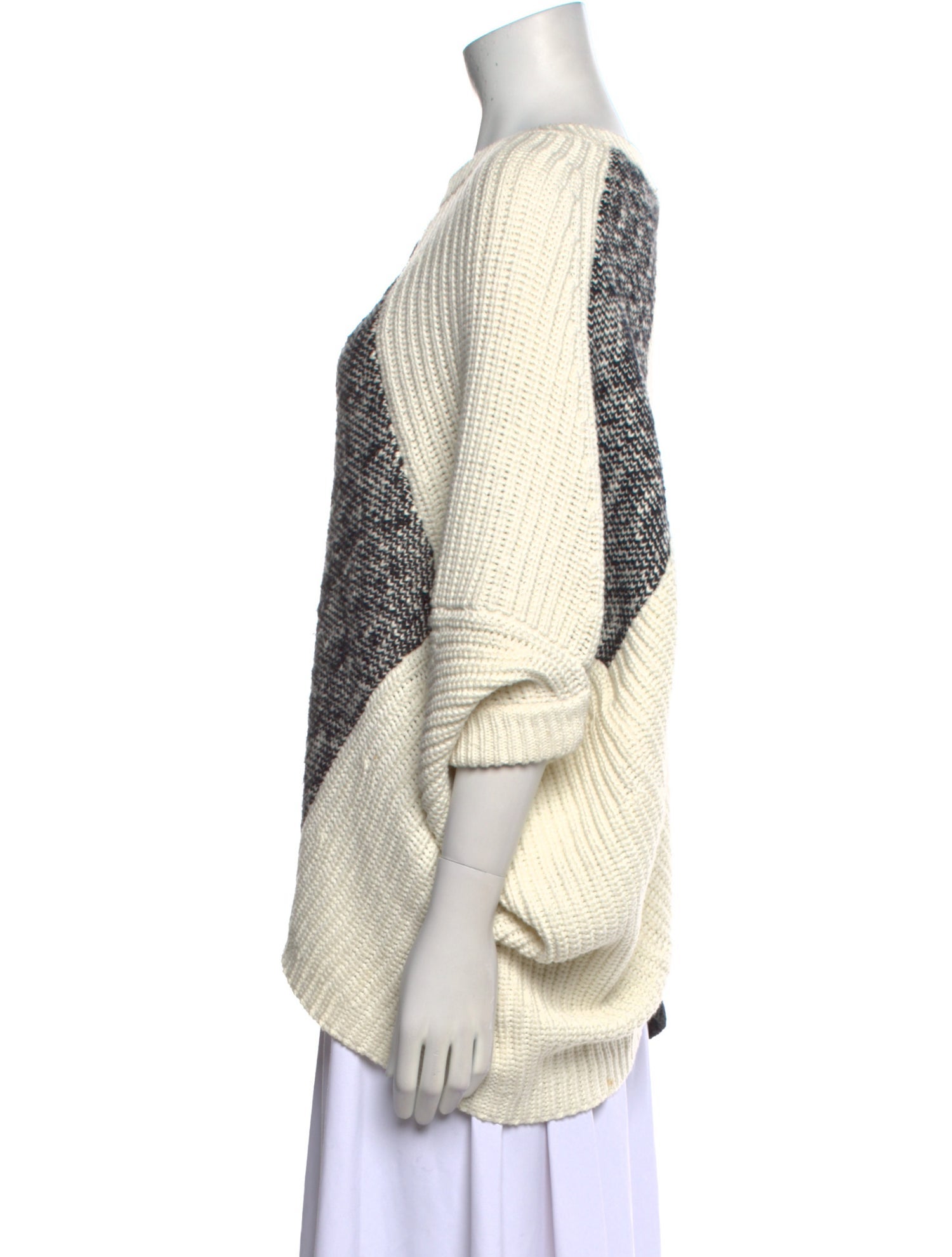 Maje Colorblock Pattern Scoop Neck Sweater