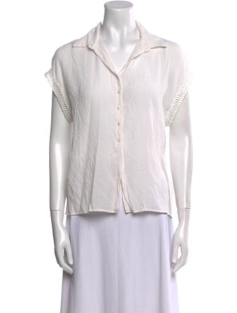 Maje Short Sleeve Button-Up Top