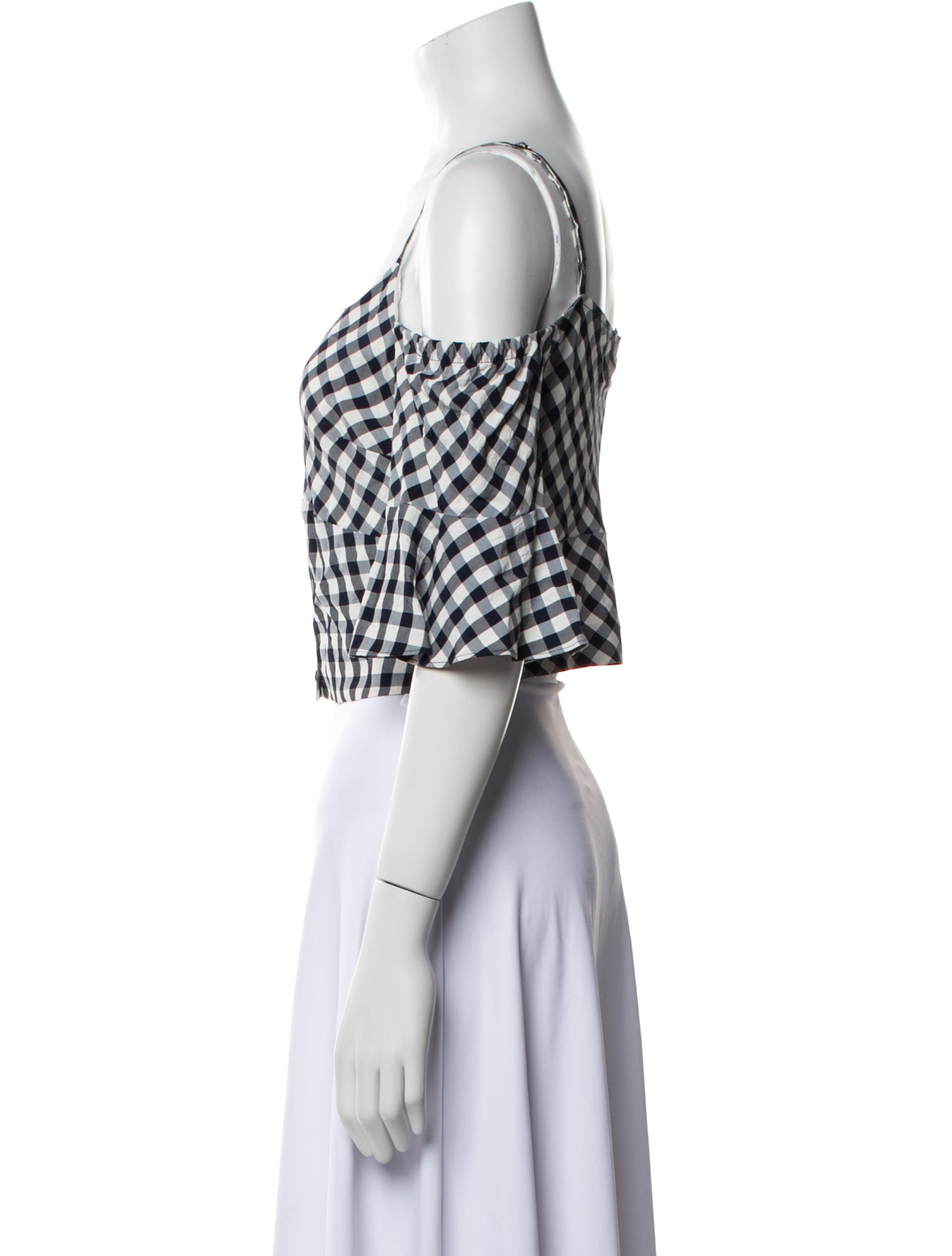 Maje Plaid Print Square Neckline Crop Top