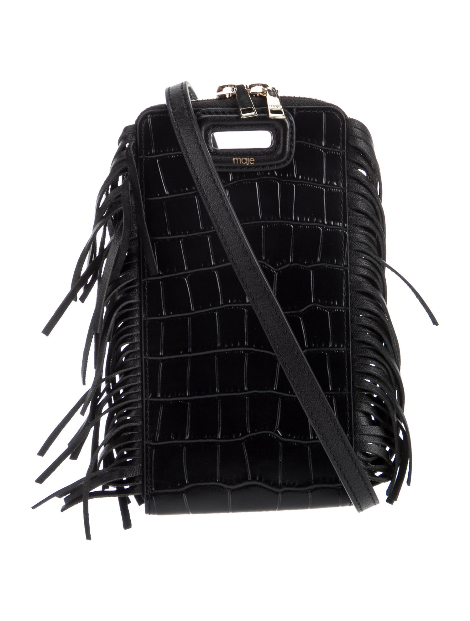 Maje Embossed Leather Crossbody Bag