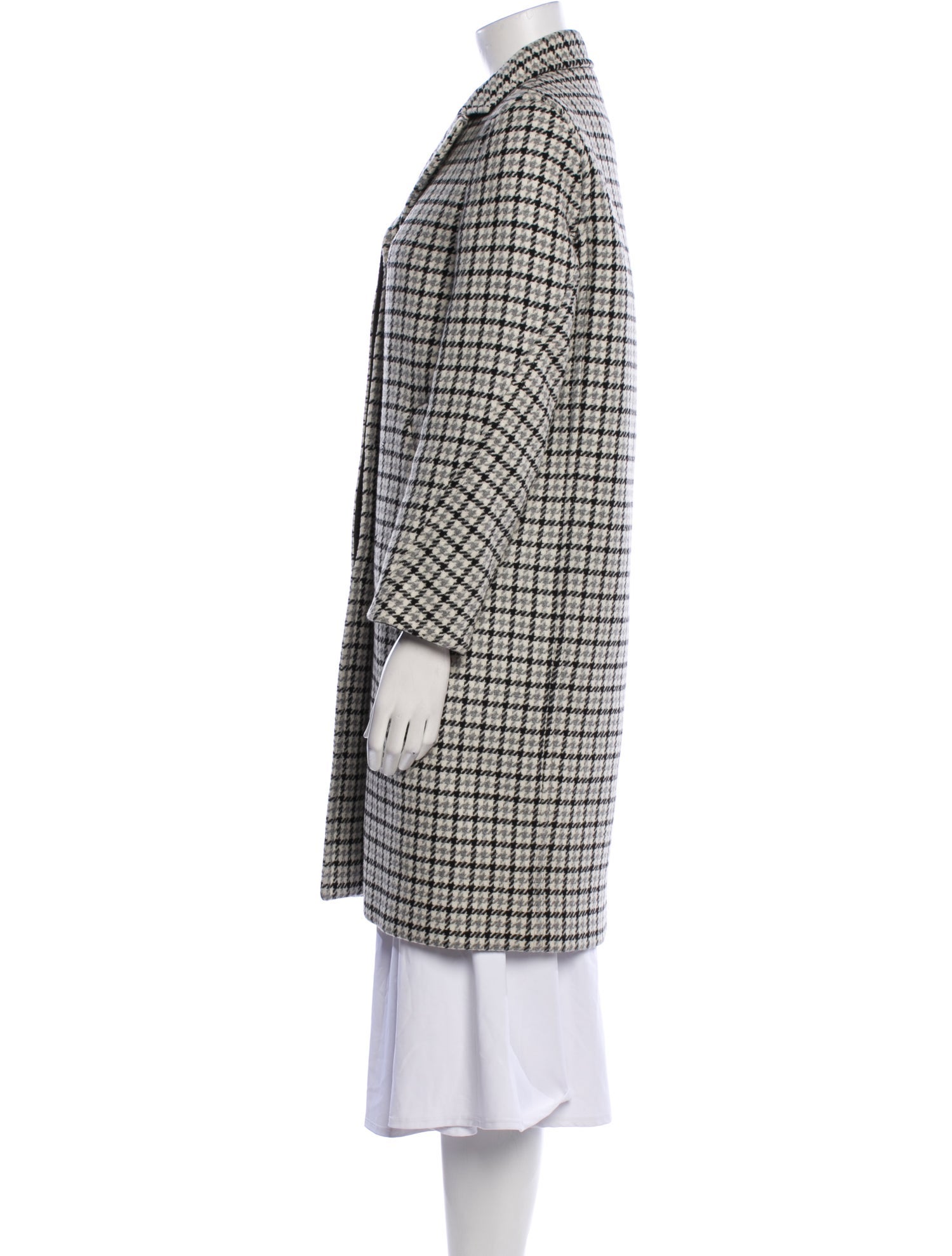 Maje Wool Plaid Print Coat