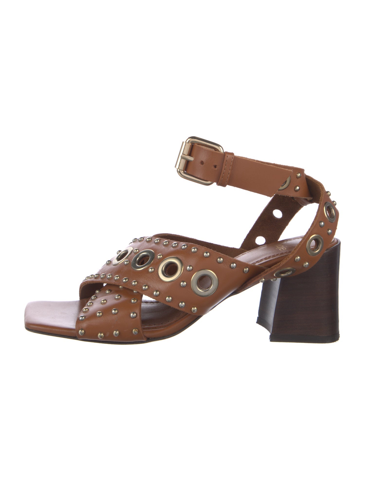 Maje Leather Studded Accents Sandals