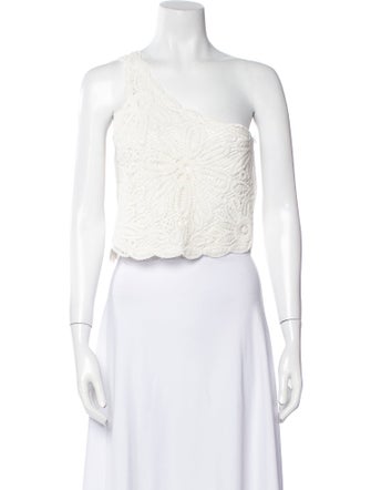 Maje One-Shoulder Sleeveless Crop Top