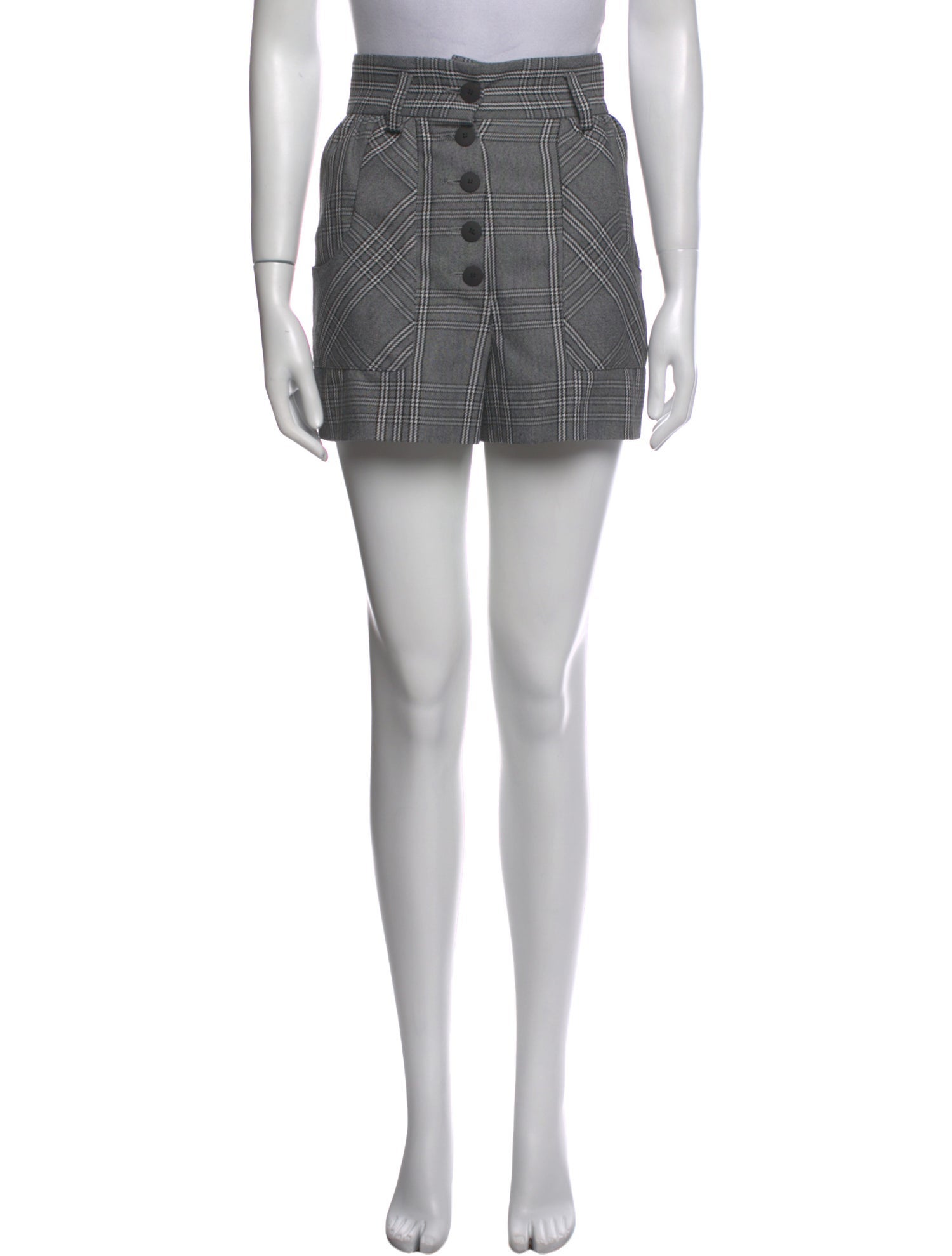 Maje Plaid Print Mini Shorts