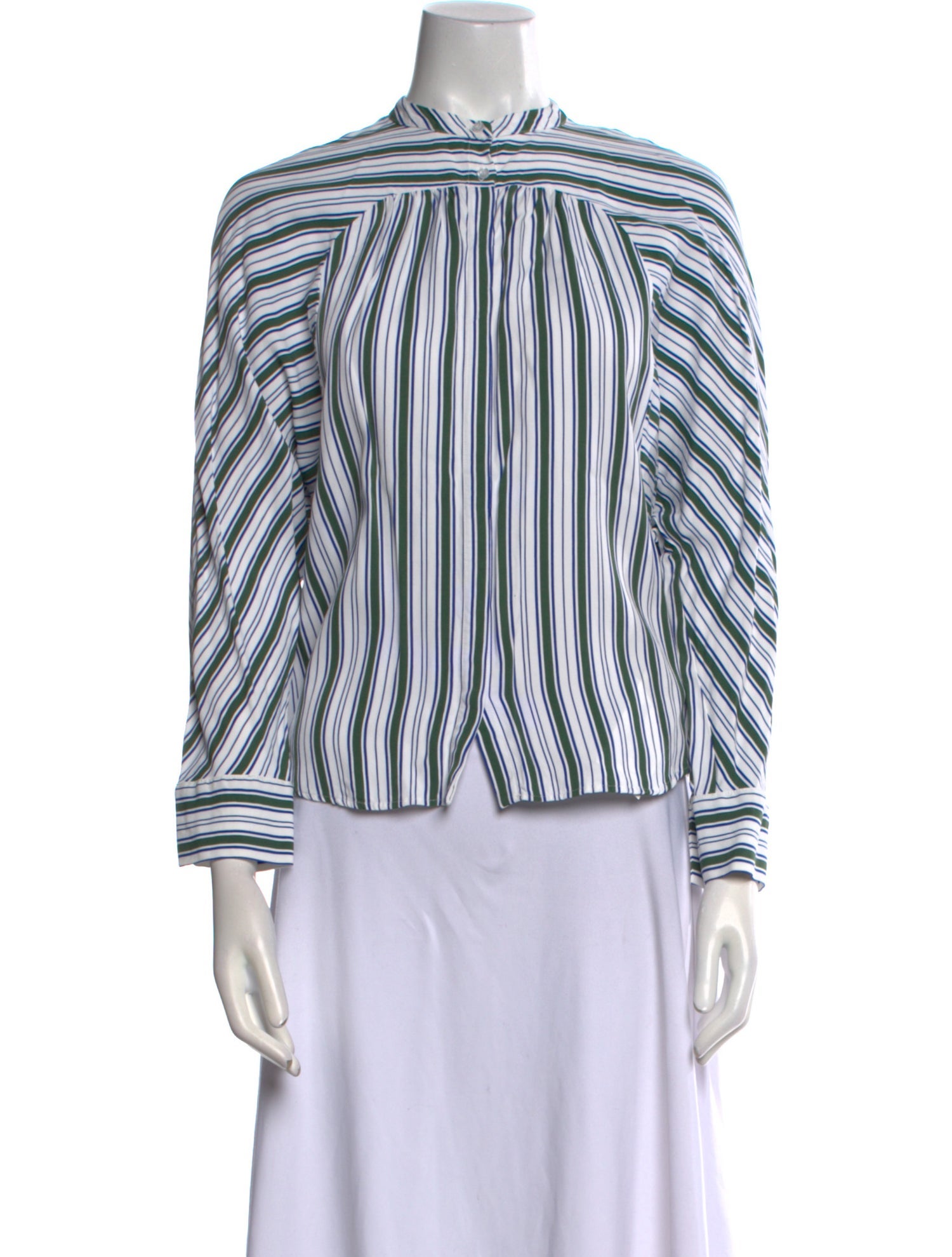 Maje Striped Mock Neck Blouse