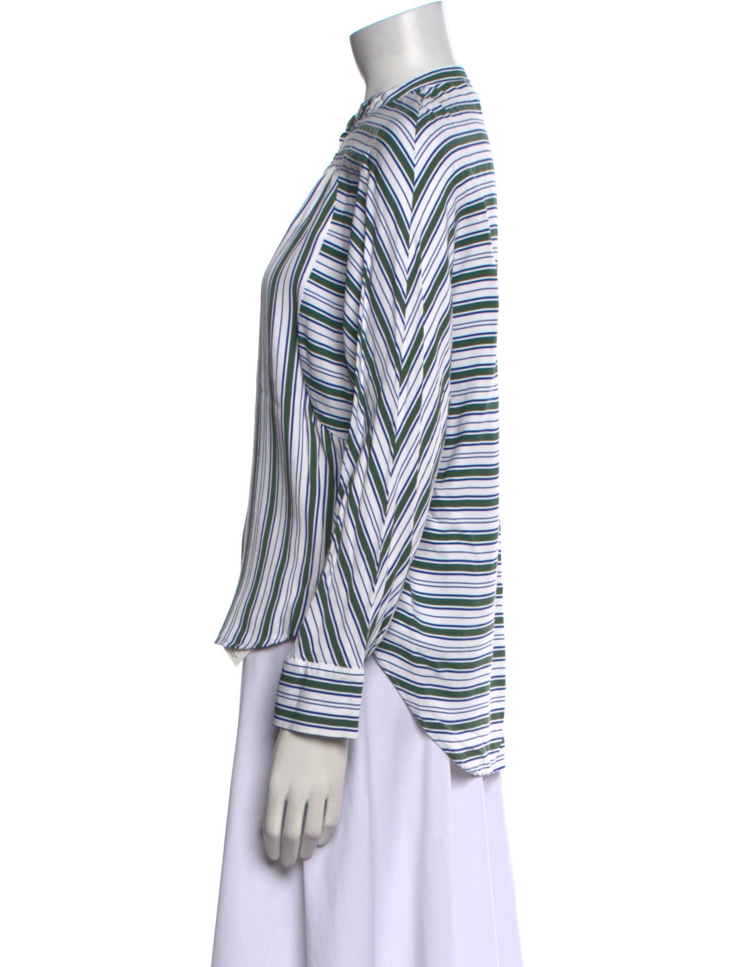 Maje Striped Mock Neck Blouse