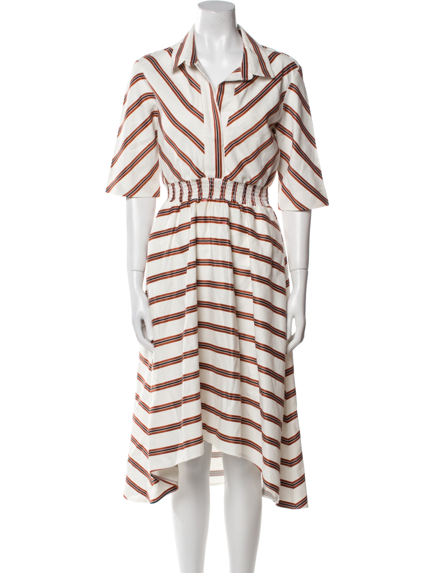 Maje Striped Midi Length Dress