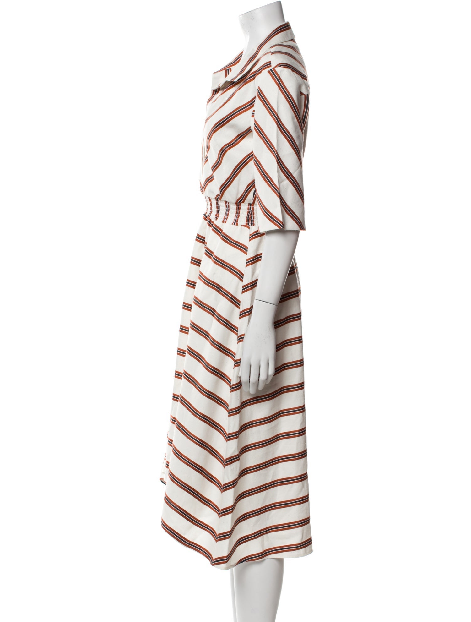 Maje Striped Midi Length Dress