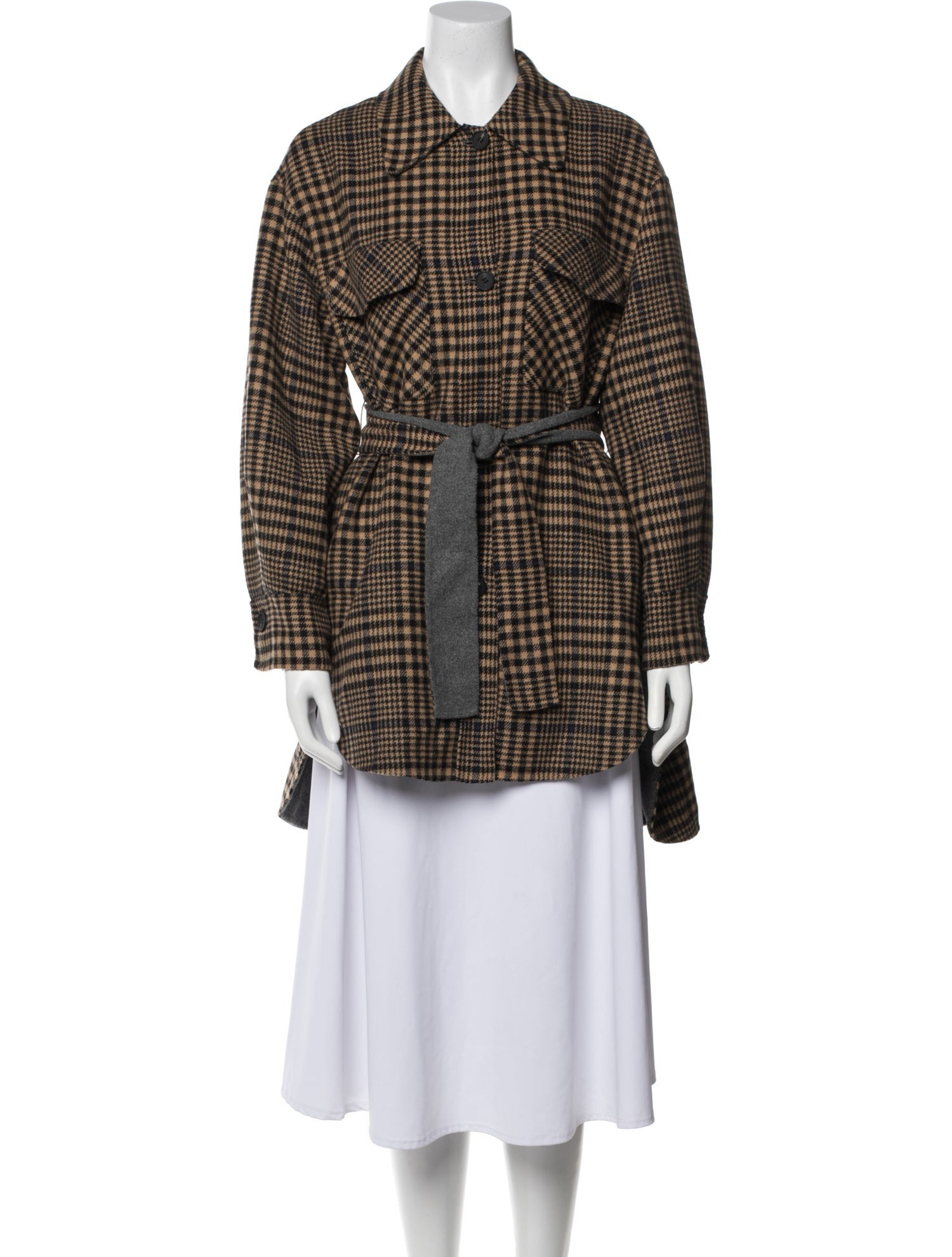 Maje Wool Plaid Print Jacket