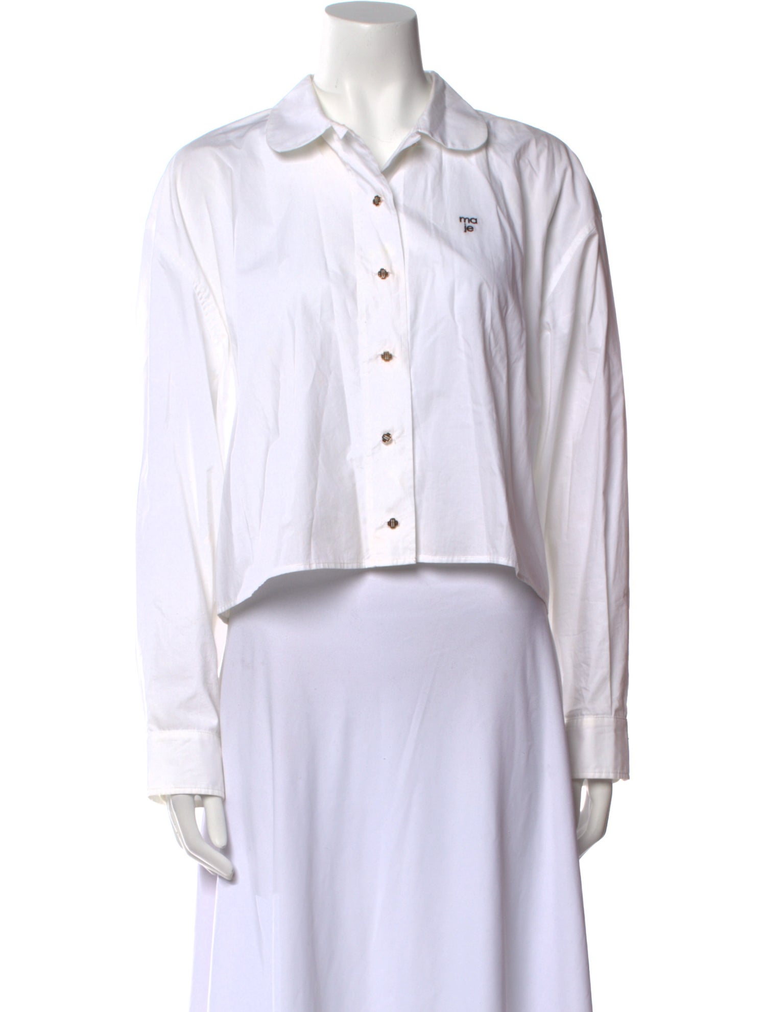 Maje Long Sleeve Button-Up Top